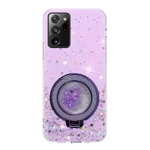 Rnrieyta Miagon Treibsand Ständer Hülle Glitzer für Samsung Galaxy Note 20 Ultra,Cute Dünn Crystal Schutzhülle Weiches Bling Transparent Case Bumper mit Flüssig Halter Kickständer