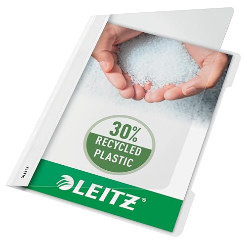 Leitz 41910001 Standard Hefter (A4, langes Beschriftungsfeld, PVC) weiß