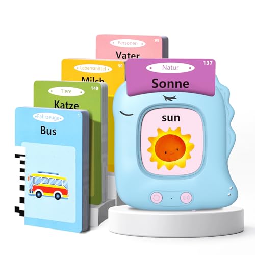 Sprechende Lernkarten Deutsch Sprechende Lernkarten Kinderspielzeug Ab 2 3 4 5 6 Jahre Sprachförderung Für Kinder Für Jungen Mädchen 112 Blätter 224 Wörter Lernspielzeug Deutsch Lernen(Blau)