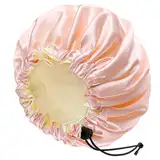 Seidenhaube Zum Schlafen, Schlafmütze rutschfest Satin haarhaube Schlafhaube Seide Verstellbare Schlafkappe Kopfbedeckung Haarhaube Für Die Nacht Weiche Und Bequeme für Damen Mädchen(Rosa)