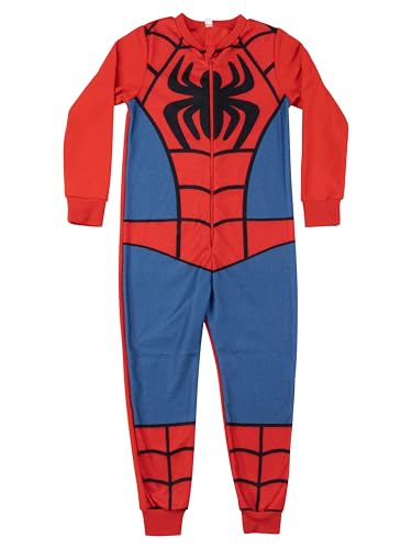Marvel Spidey und Seine Super-Freunde Jumpsuit für Jungen - Spiderman Overall Kinder Pyjama Schlafanzug Langarm Rot/Blau (DE/NL/SE/PL, Numerisch, 122, 128, Regular, Rot/Blau)