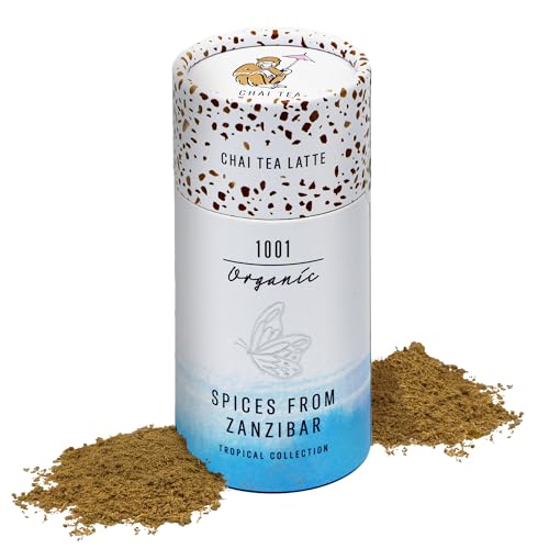 1001 Organic Chai Tee Latte 40 g - Chai-Latte Gewürzmischung aus Sansibar - Chaigewürz mit Kurkuma, Ingwer, Zimt - Gewürz für Tee, Kaffee, Smoothies, Backwaren