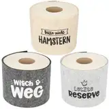 3er Set Toilettenpapier Banderole mit lustigen Sprüchen | Klopapierverstecker | WC Papier Lustig | Cover WC Rolle | Filzhülle (Gemischt)