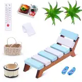 ZOESURE Miniatur Deko Sauna Zubehör, 13 Teile Wellness Deko Zubehör, liegestuhl Miniatur deko mit Miniatur Lebensmittel, Mini Saunazubehör für DIY Dekoration,Wellness Gutscheine und Geldgeschenk