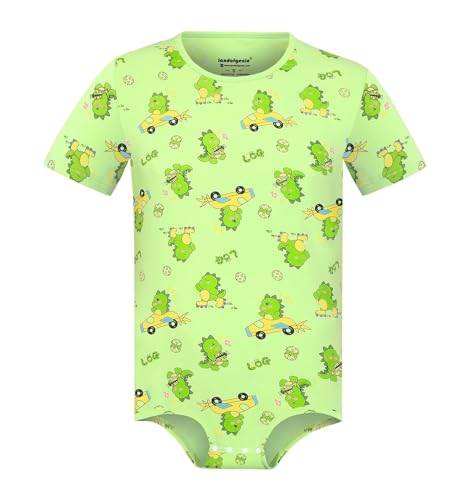 Landofgenie One Piece Shirt Jumpsuit Herren Unterwäsche Rundhalsausschnitt Onesie Baumwolle Männer Bodysuit Druckknöpfe Schritt Dinosaur Rudy L