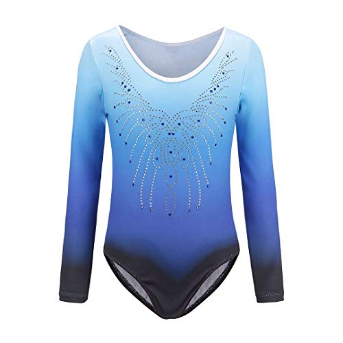 Sinoem Gymnastikanzug Kinder Mädchen Langarm/Ärmellos Turnanzug Ballettröckchen Kleid Trikotanzug Tanz Kleid Gymnastik Training Dancewear Gymnastikbody Blau/Lila/Rosa