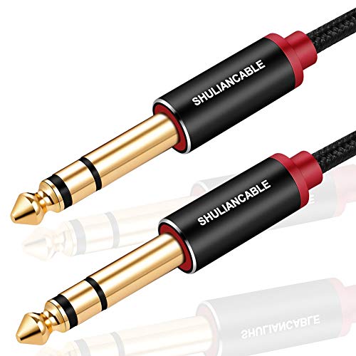 SHULIANCABLE 6,35mm Gitarre Audio Kabel, Nylon Geflochten 6.35mm auf 6.35mm Klinke Audio Kabel für E-Gitarre, Elektronisches Klavier, Bassverstärker, Tasteninstrumen etc (1M)