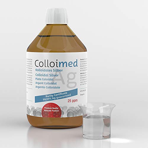 Colloimed Kolloidales Silber 25ppm hoch konzentriert Reinheitsstufe 99,99% in brauner Apotheker-Glasflasche 500ml (Silber-25ppm, 500ml)