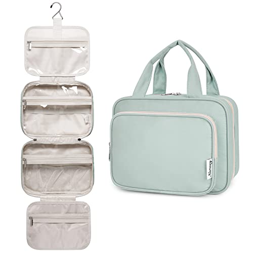 Kulturtasche Damen Kulturbeutel zum Aufhängen Waschtasche Gross Kosmetiktasche Groß Waschbeutel Kosmetik-Organizer für Damen Mädchen (Minzgrün)