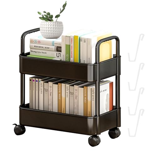 Schlanker Rollender Aufbewahrungskorb - bewegliches Bücherregal, Spielzeugbeweglicher Aufbewahrungswagen | 2-lagiger Snackaufbewahrungsregal beweglicher Bücherregalwagen, mobile