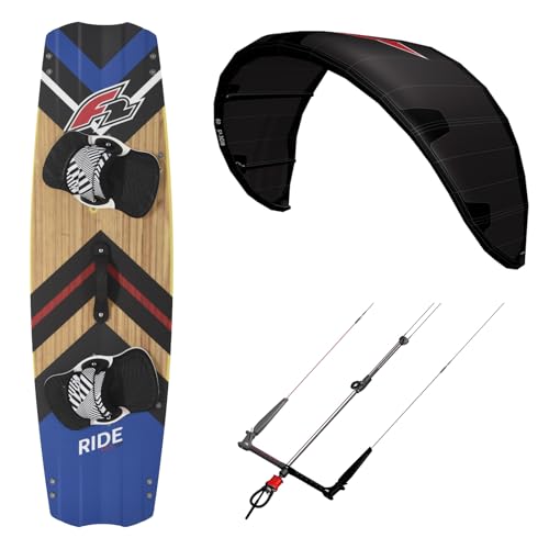 F2 Set Kite Ride V5 12qm+Kiteboard Ride Wood 137cm +Control Bar 52cm