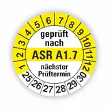 Fassbender-Druck PRÜFPLAKETTEN - Hochwertige Prüfetiketten ASR A1.7 Prüfung Ø 20mm - Selbstklebende PVC-Folie - Wartungsetiketten für Prüfung - Prüfplakette für Prüfungsnachweis (5 Stück)