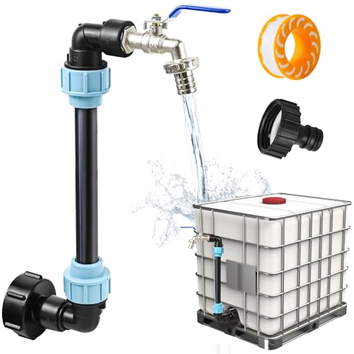 FORMIZON IBC Tank Schwanenhals, IBC Adapter mit Schwanenhals Messing Wasserhahn, IBC Schwanenhals 3/4" Auslaufhahn für 1000L Regenwassertank, Regenfass, IBC Container (A)