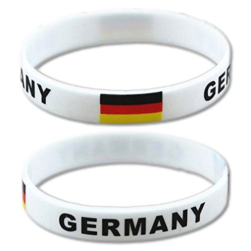 EROSPA® Fan-Armband Fußball Deutschland (Germany) - WM Bundesliga - Damen Herren Unisex - Silikon - weiß/schwarz