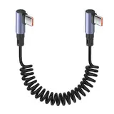 YACSEJAO 90 Grad gewendeltes USB C zu USB C Kabel 65W 1M/3.2FT Einziehbares USB Typ C Kabel für Auto, unterstützt 6A schnelles Laden und Datenübertragung (Seitlicher Winkel)