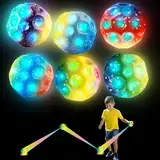 6 Stück Leuchtender Moon Ball, Hohe Springender Gummiball, Bounce Ball Moon Spaceball Super High Bouncing Bounciest, Moon Ball Super High für Kinder Im Freien Party Gift