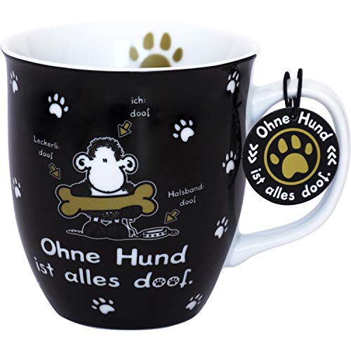 Sheepworld Tasse mit Motiv "Ohne Hund" | Porzellan, 40 cl, Sprüche-Tasse | Geschenk, Geburstag, Hundefreund | 45704