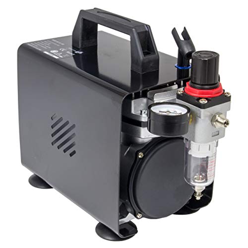 Fengda AS-18A - Professional Airbrush mini Kompressor / 4 bar/Kompakt mit Manometer, Druckminderer