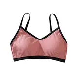 QWUVEDS Nahtloser, gepolsterter BH mit U-Ausschnitt, Riemchen-Bralette, Schlaf-BH für Frauen Tank Top Mit Bustier Integriert (Pink, One Size)