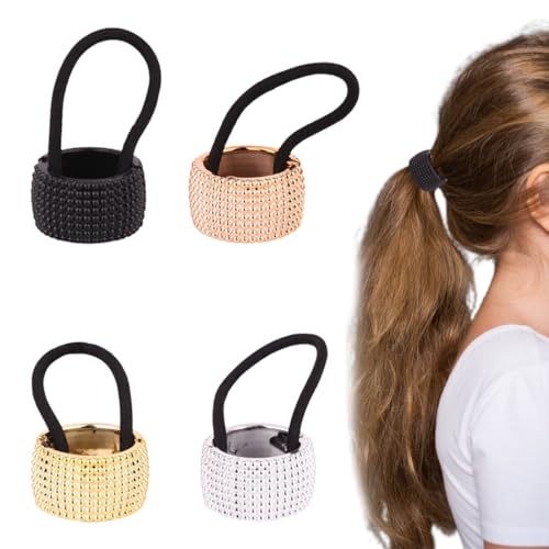 4 stücke Metall Haar Manschette Pferdeschwanz Kreis Haarband Schnalle Halter Elasti Haargummi Mode-Accessoire für Frauen Mädchen Metall Kreis Haar Manschette Elastisches Haarband