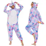 JONRRYIN Unisex Pyjama Jumpsuit, Costume Onesie Pyjamas Erwachsene, Pyjama Tier Kostüm Einhorn Damen Mädchen Männer Herren, Animal Outfit Pyjamas, Schlafanzug Flanell Karneval Tierkostüm Erwachsene