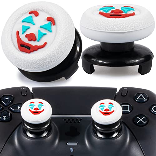 Playrealm FPS Thumbstick Extender &Textur Gummi Silikon Griffabdeckung Thumb Grip Aufsätze 2 Sätze für PS5 Dualsenese & PS4 Controller(Joker Weiß)