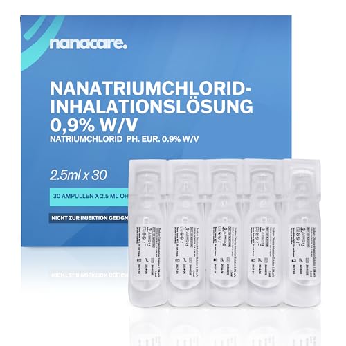 NanaCare Steril Nacl 0,9 Kochsalzlösung zum inhalieren 30 Ampullen á 2,5ml-Inhalationslösung- Geeignet für inhalationsgerät Kinder, Inhaliergeräte für erwachsene, Vernebler inhaliergerät, Inhalator