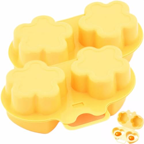 2pcs Mikrowave-Eierwilderer 2-Cavity Mikrowellen-Eierkocher Lebensmittelqualität Plastikhersteller Blume & herzförmige Wildererin für Kalorien mit kalorienarmen Frühstückskocher