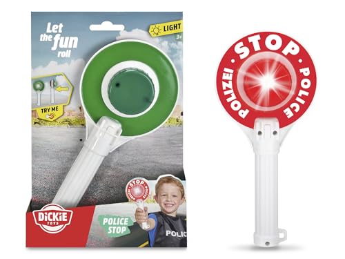 Dickie Toys – Polizeikelle (24 cm) – mit Lichteffekten, inkl. Batterien, Signalkelle, Polizeispielzeug für Kinder ab 3 Jahren