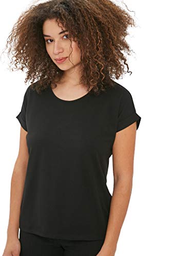 JDY Damen Einfarbiges T-Shirt | Basic Rundhals Ausschnitt Kurzarm Top | Short Sleeve Oberteil ONLMOSTER, Farben:Schwarz, Größe:M