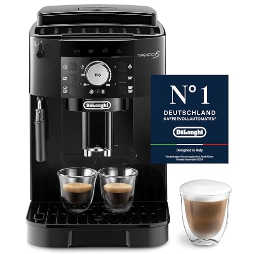 De'Longhi Magnifica S ECAM11.112.B, Kaffeevollautomat mit Milchaufschäumdüse für Cappuccino, mit Espresso Direktwahltasten und Drehregler, 2-Tassen-Funktion, Schwarz