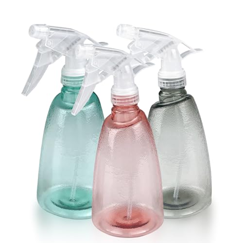 Maxentico 3 Pack Zerstäuber Sprühflasche 500 ml, Nachfüllbar Sprühflaschen Leer, Transparent Spray Bottle, Kunststoff Sprüher Pflanzen, Professional Wassersprühflasche für Blumen, Haare, Reinigung