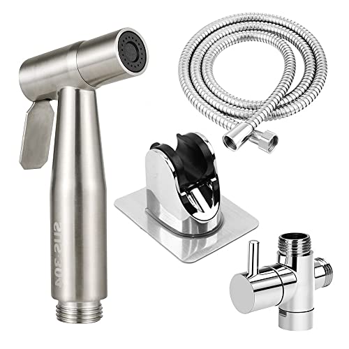 DXLing Bidet Handbrause Sprayer für WC Hand Bidet Sprayer Handbrause Set mit G1/2" Allgemeines T-Ventil Schlauch und Halter Sprühpistolendüse Bidet Sprayer Set für Toilette Haustiere Badezimmer