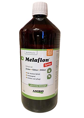 Anibio Melaflon Spray 1000 ml - ohne Sprühkopf - Ungezieferbekämpfung für die direkte Anwendung auf dem Tier - für Hunde und Katzen