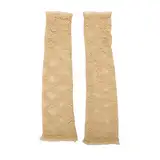 Ekakashop 1 Paar Damen Spitzen Armstulpen Sommer Sonnenschutz Arm Sleeve Kompressions Ärmel Netz Handschuhe Lange Fahrradhandschuhe für Radfahren,Fahren,Outdoor,Golf,Volleyball Zubehör,Beige