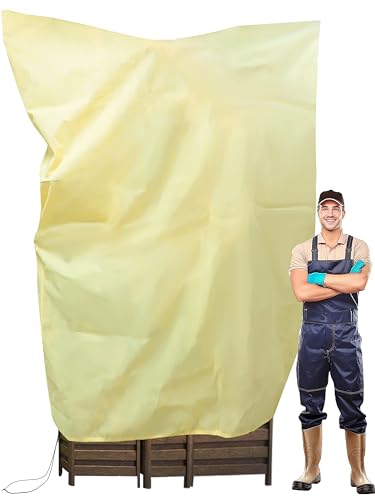 JKKLCC 1PC Winterschutz Für Pflanzen,200x240cm Frostschutz Pflanzenabdeckungen als Winterschutz,mit Reißverschluss für Olivenbäume, Palmen und Kübelpflanzen haube Zelt Atmungsaktiv - Reißfest, beige