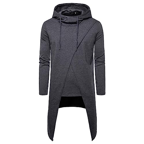 WKAYsIV Hoodie Herren Günstig und Schalkragen, vorne offen, leicht, lang, drapiert, Cape-Mantel Herren Pullover Pack (GY, M)