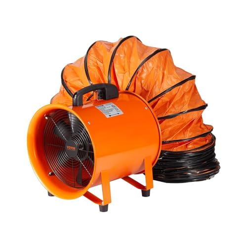 VEVOR Bauventilator 900-W-AC-Motor Baugebläse 2850 U/min Baulüfter Gebläse 5175 CFM (8792 m3/h) Axiallüfter 10 m Schlauch Axialgebläse 79 dB Geräuschpegel Industrielüfter IP44