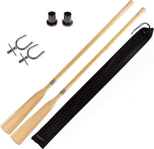 John Paddle Set: 1 Paar (2X Stück) Paddle 195 cm, 1 Paar(2 Stück) Dolle aus Edelstahl und 1 Paar (2 Stück) Manschette 45 mm mit Rudertasche (210 cm, Mit Rudertasche)