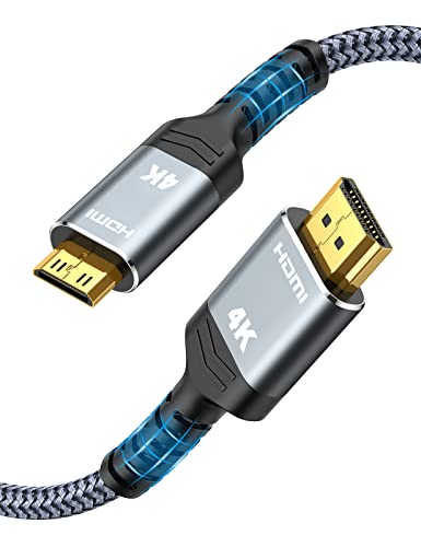 SNOWKIDS Mini HDMI auf HDMI Kabel 1,8M, 4K@60Hz 18Gbps HDMI auf Mini HDMI Kabel Nylon Braided Support 4K,2K@120Hz,UHD,1080P, 3D, HDR, ARC, for Kamera, Laptop, HDTV, Monitor, Projector, Raspberry Pi