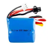 7.4V 900-mAh 18350 Lithium-Ionen Akku, Li-Ion Akkupack Batterie SM-2P Stecker für RC ferngesteuertes Speed-Boot, Auto, kompatibel mit Skytech H100, H102, H106, H120, JJRC, Rayline R906, Syma Q2, Q3