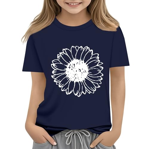 Schwarzes Oberteil Mädchen T Shirt Crop Frühling Kurzarm Tshirts Süße Sweat Gemütlich Polyester Weich Rundhals Blau
