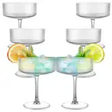 LDXDRU 6er Set Vintage Coupe Gläser, 270 ml Gerippte Champagner Schalen, Sektschalen, Cocktailgläser für Champagner, Espresso Martini, Margarita, Desserts