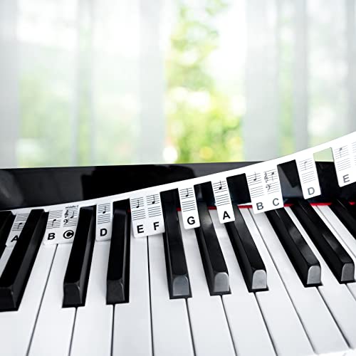 Piano Notes Guide für Anfänger, abnehmbare Piano Keyboard Note Labels zum Lernen, 88-Key Full Size, aus Silikon, keine Notwendigkeit Aufkleber, wiederverwendbar und kommt mit Box (schwarz) black