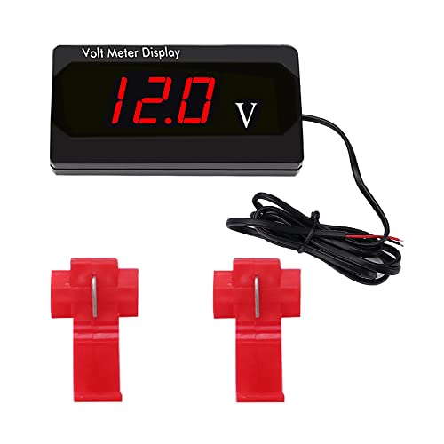 YIXISI DC 12V Wasserdichtes Auto Voltmeter mit LED Digital Anzeige, Spannungsmessgerät mit Klemmen, Mini LED Spannungsprüfer für Boot Fahrzeug Motorrad LKW ATV UTV, Rot