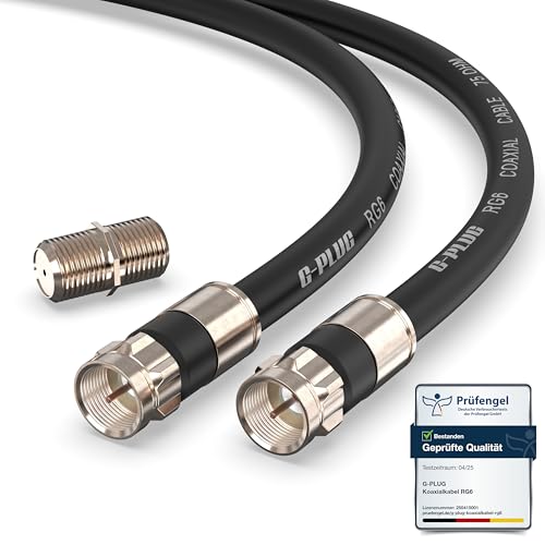 G-PLUG Antennenkabel 10m - TV Kabel – Verlängerung für Sat Kabel F Stecker Koaxialkabel geeignet für TV, HDTV, Radio, DVB-T, DVB-C, DVB-S, DVB-S2 / Full HD –Doppelgummi und RG6 Pressverbinder