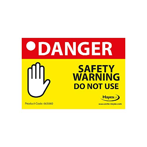 Arctic Hayes 663060 Warnaufkleber mit englischer Aufschrift „Danger Safety Warning Do Not use“, 82 mm Länge x 57 mm Breite