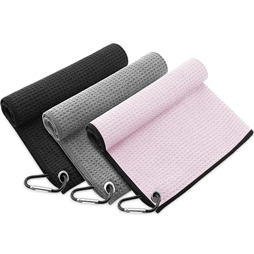 KEAHND Mikrofaser-Golf-Handtuch,3 Stück Golf Handtuch Mikrofaser Herren,Golf Handtücher Mit Waffelmuster