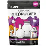 KUPI Keramik Gießpulver Weiß 5kg | Gips zum Gießen Lufthärtend & Geruchlos | Gießmasse für Silikonformen | Reliefgießpulver Weiß Keramikpulver Gipspulver