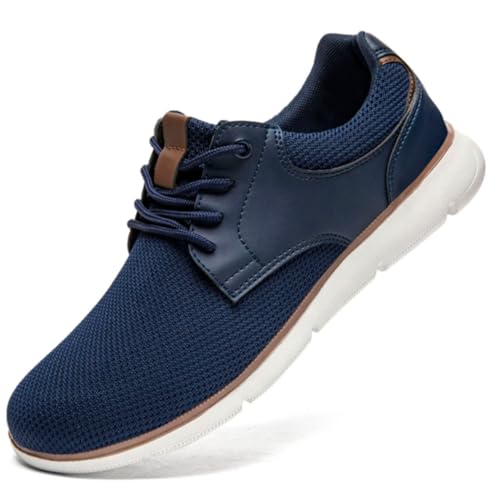 ZGPWZWL Herren Schuhe Sneakers Sommerschuhe Schnürhalbschuhe Turnschuhe Walkingschuhe Freizeit Leichtgewichts Mesh Casual Oxfords Schuhe,Blau,EU44